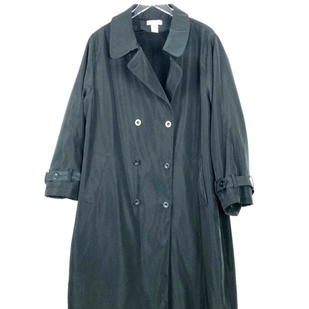 Jessica London Trench Coat Women's 20W Black Raincoat Removable Winter Lining